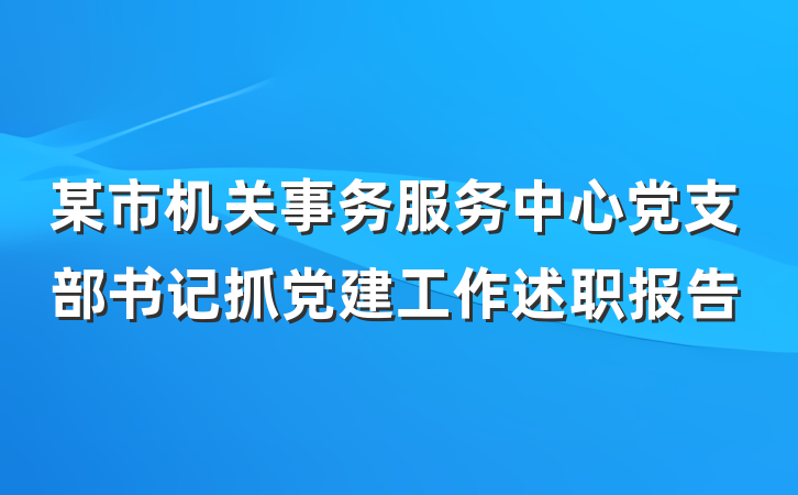 某市机关事务服务中心党支部书记抓党建工作述职报告