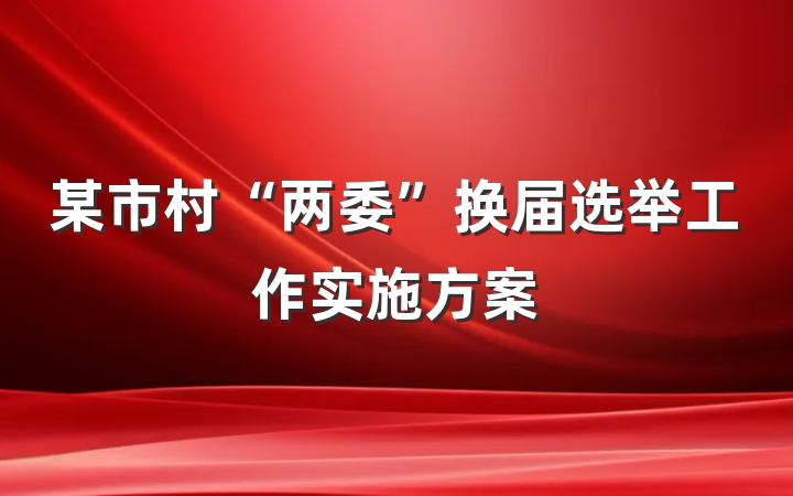 某市村“两委”换届选举工作实施方案