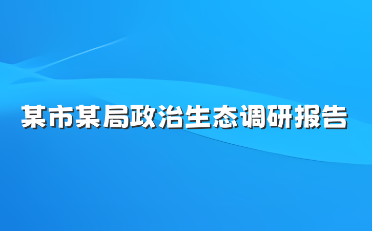 某市某局政治生态调研报告