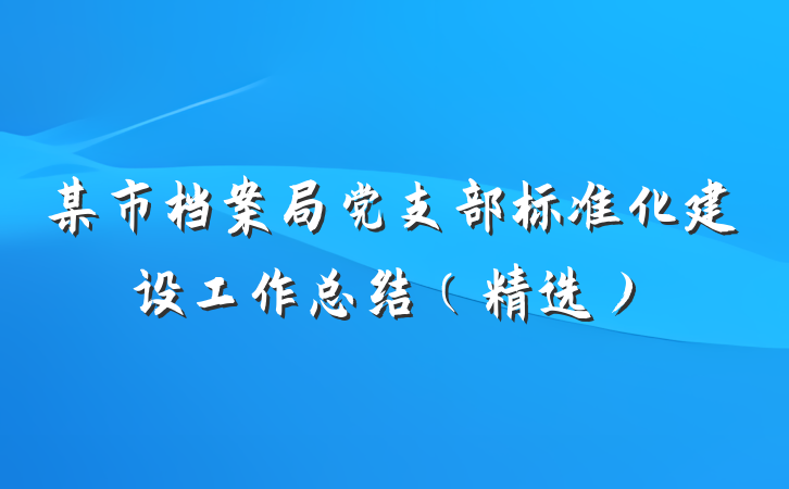 某市档案局党支部标准化建设工作总结（精选）
