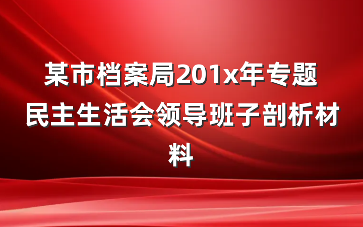 某市档案局201x年专题民主生活会领导班子剖析材料