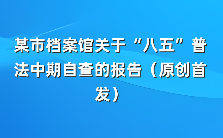 某市档案馆关于“八五”普法中期自查的报告（原创首发）