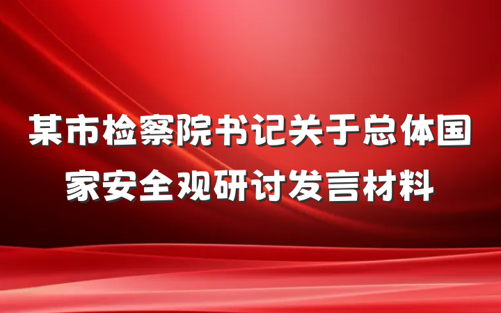 某市检察院书记关于总体国家安全观研讨发言材料