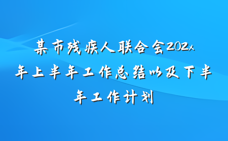 某市残疾人联合会202x年上半年工作总结以及下半年工作计划