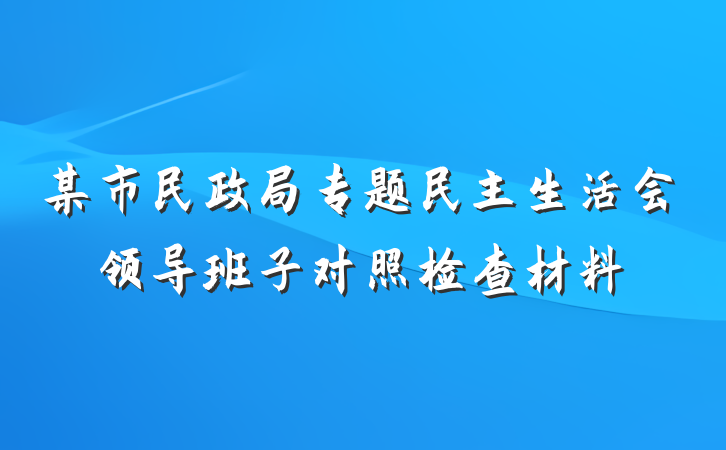 某市民政局专题民主生活会领导班子对照检查材料