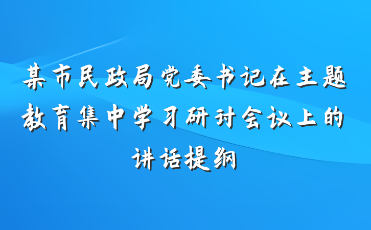 某市民政局党委书记在主题教育集中学习研讨会议上的讲话提纲