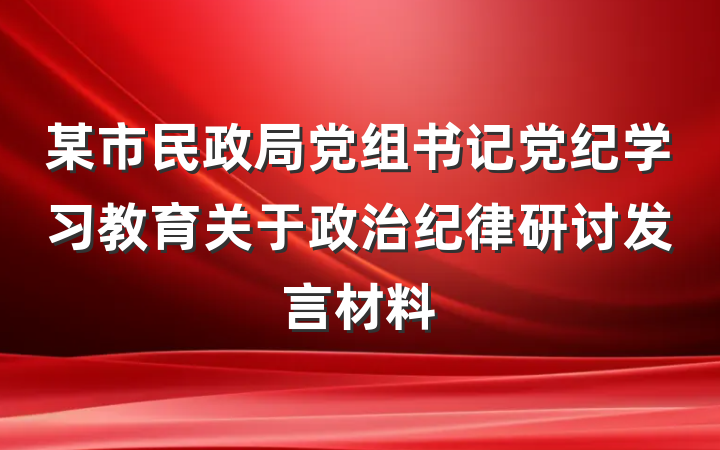 某市民政局党组书记党纪学习教育关于政治纪律研讨发言材料