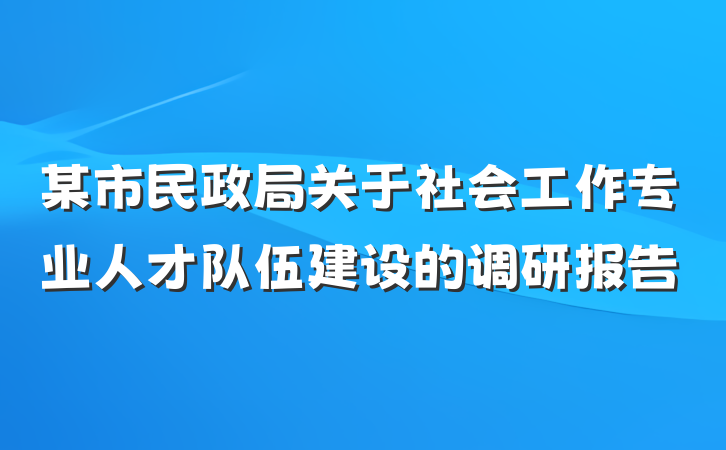 某市民政局关于社会工作专业人才队伍建设的调研报告