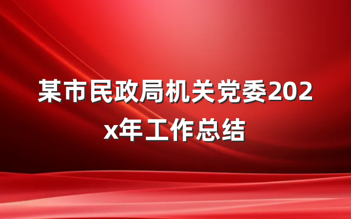 某市民政局机关党委202x年工作总结