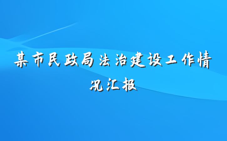 某市民政局法治建设工作情况汇报