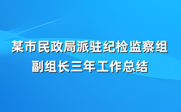 某市民政局派驻纪检监察组副组长三年工作总结