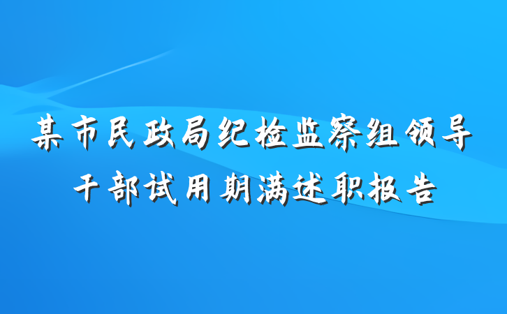 某市民政局纪检监察组领导干部试用期满述职报告