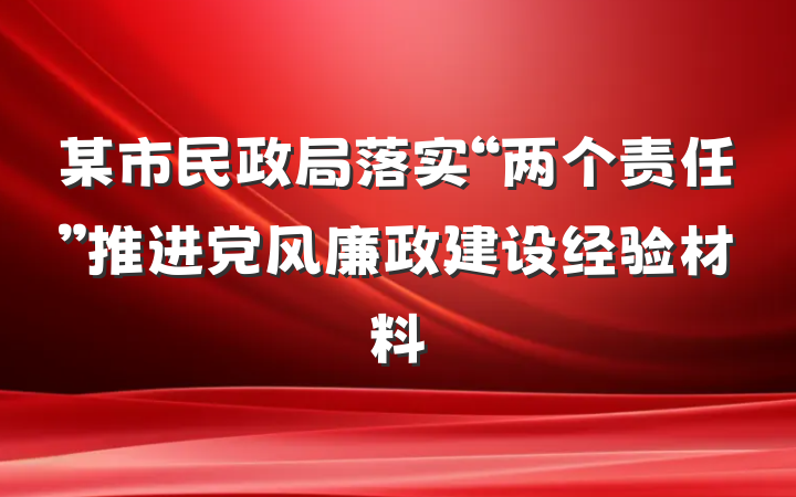 某市民政局落实“两个责任”推进党风廉政建设经验材料