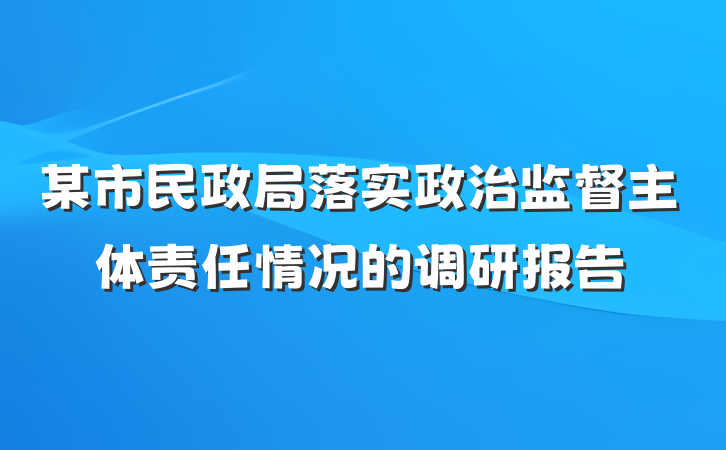 某市民政局落实政治监督主体责任情况的调研报告