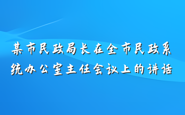 某市民政局长在全市民政系统办公室主任会议上的讲话