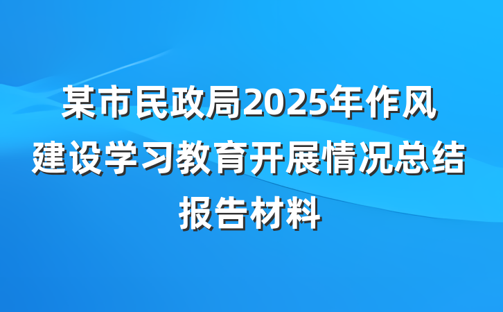 某市民政局2025年作风建设学习教育开展情况总结报告材料