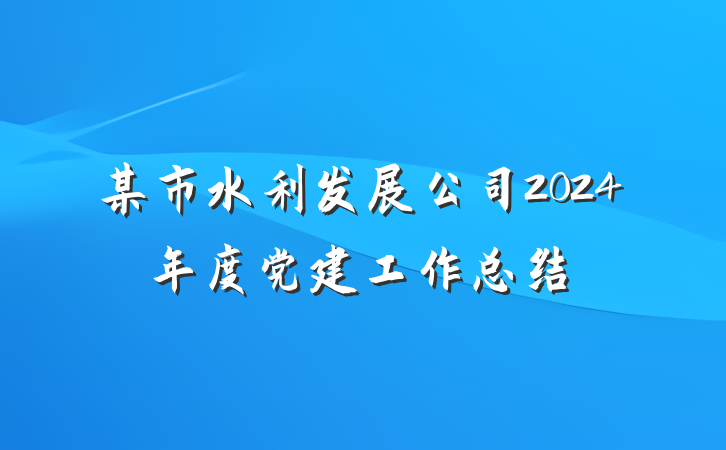 某市水利发展公司2024年度党建工作总结
