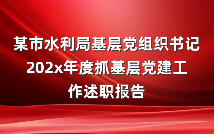 某市水利局基层党组织书记202x年度抓基层党建工作述职报告