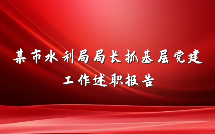 某市水利局局长抓基层党建工作述职报告