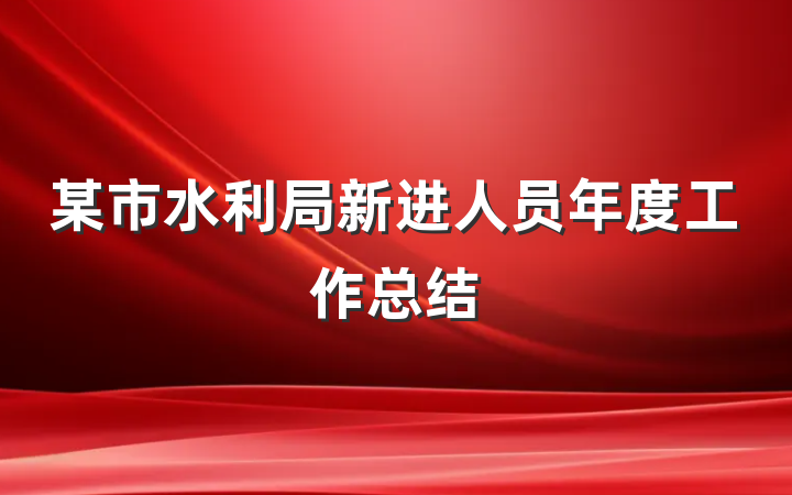 某市水利局新进人员年度工作总结