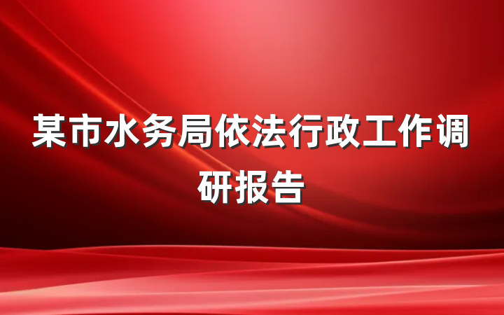 某市水务局依法行政工作调研报告