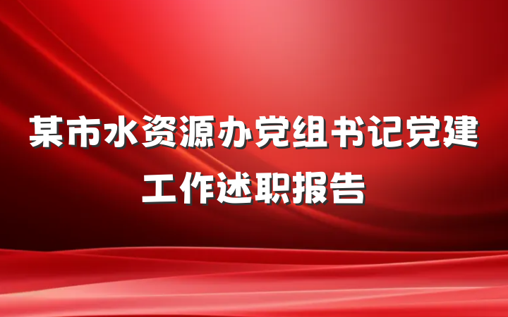 某市水资源办党组书记党建工作述职报告
