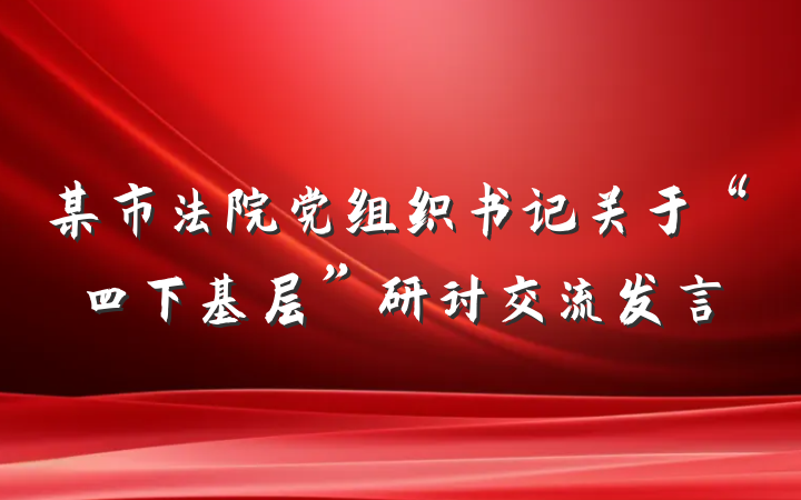 某市法院党组织书记关于“四下基层”研讨交流发言