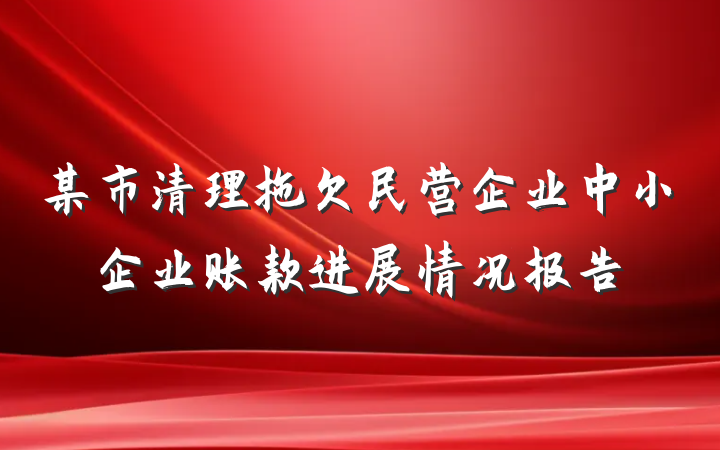 某市清理拖欠民营企业中小企业账款进展情况报告
