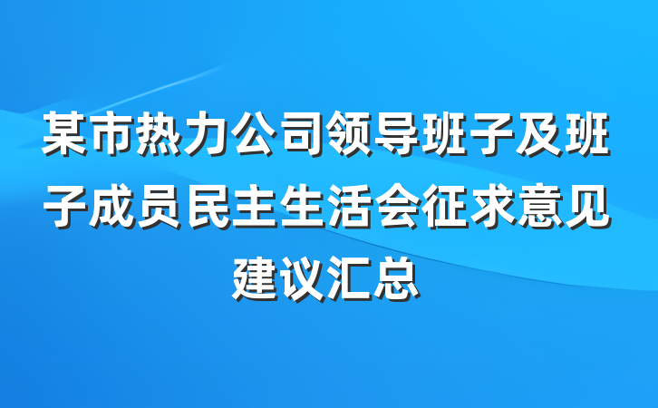 某市热力公司领导班子及班子成员民主生活会征求意见建议汇总