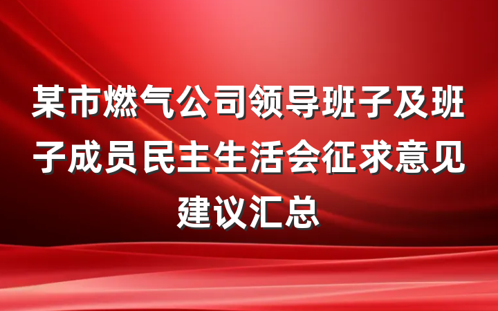 某市燃气公司领导班子及班子成员民主生活会征求意见建议汇总