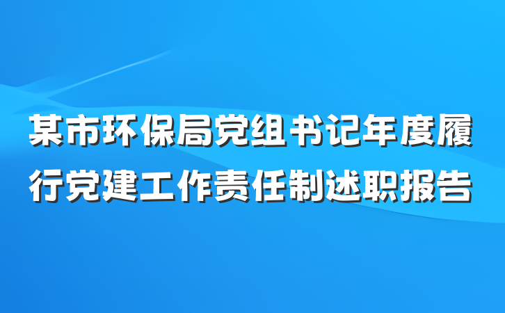 某市环保局党组书记年度履行党建工作责任制述职报告