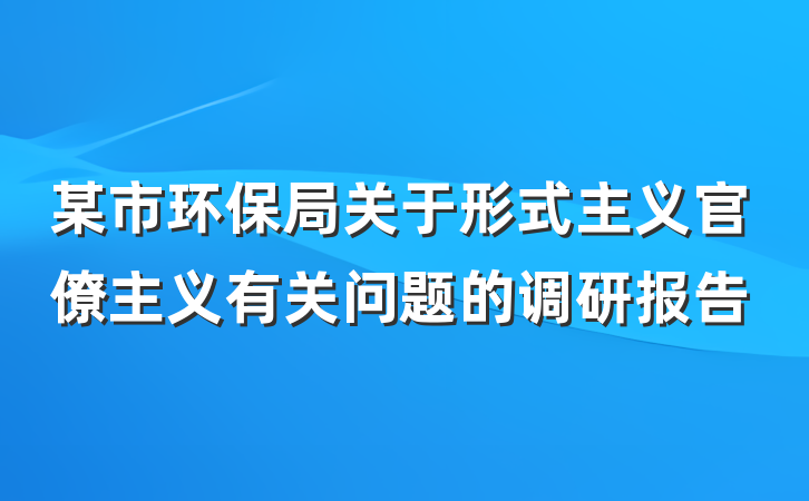 某市环保局关于形式主义官僚主义有关问题的调研报告