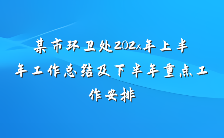 某市环卫处202x年上半年工作总结及下半年重点工作安排