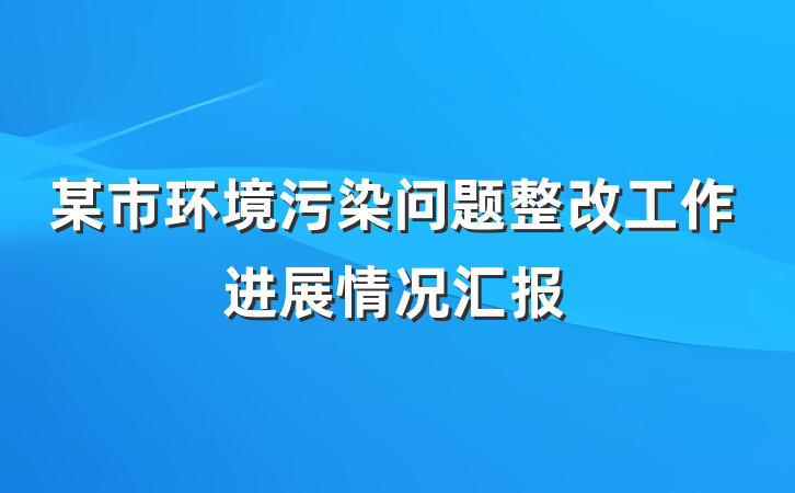 某市环境污染问题整改工作进展情况汇报
