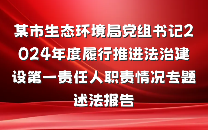 某市生态环境局党组书记2024年度履行推进法治建设第一责任人职责情况专题述法报告