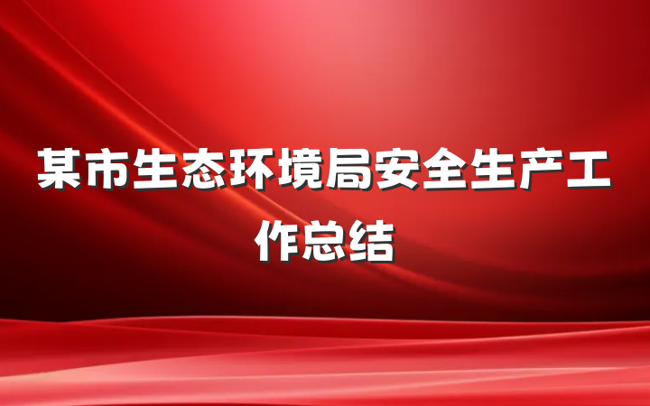 某市生态环境局安全生产工作总结