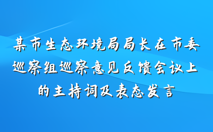 某市生态环境局局长在市委巡察组巡察意见反馈会议上的主持词及表态发言