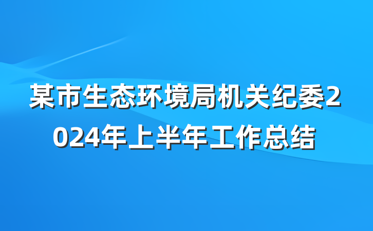 某市生态环境局机关纪委2024年上半年工作总结