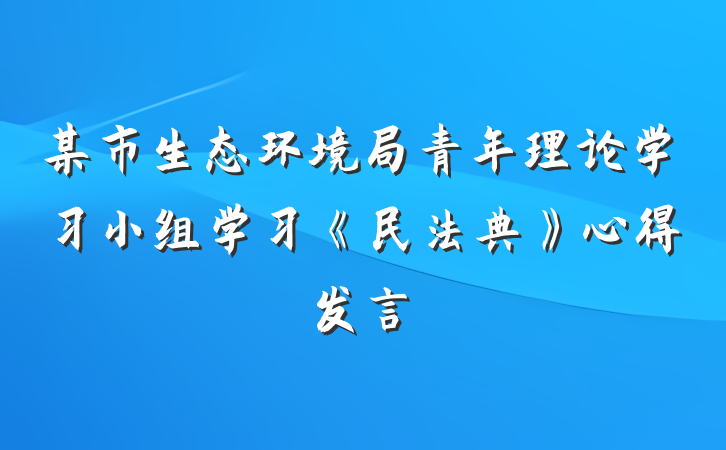 某市生态环境局青年理论学习小组学习《民法典》心得发言