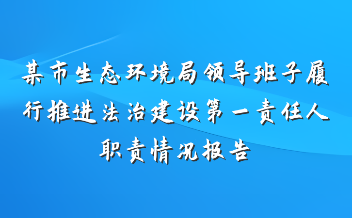 某市生态环境局领导班子履行推进法治建设第一责任人职责情况报告