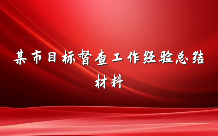 某市目标督查工作经验总结材料