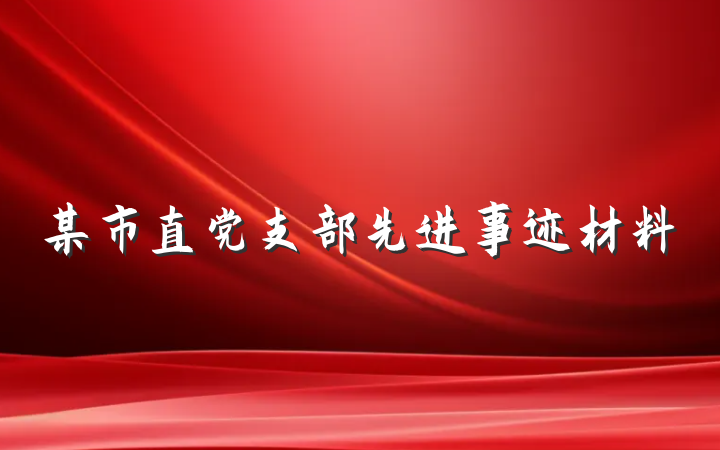 某市直党支部先进事迹材料