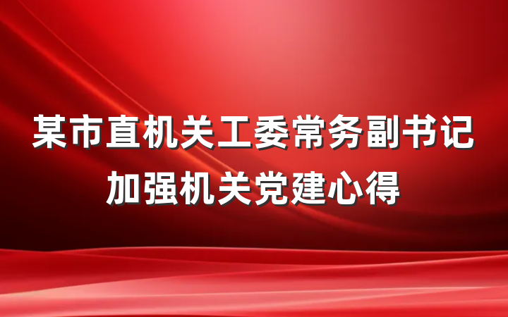 某市直机关工委常务副书记加强机关党建心得