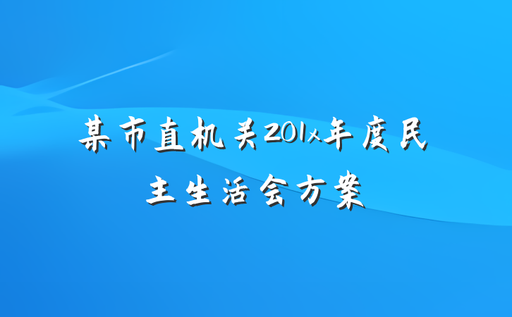 某市直机关201x年度民主生活会方案
