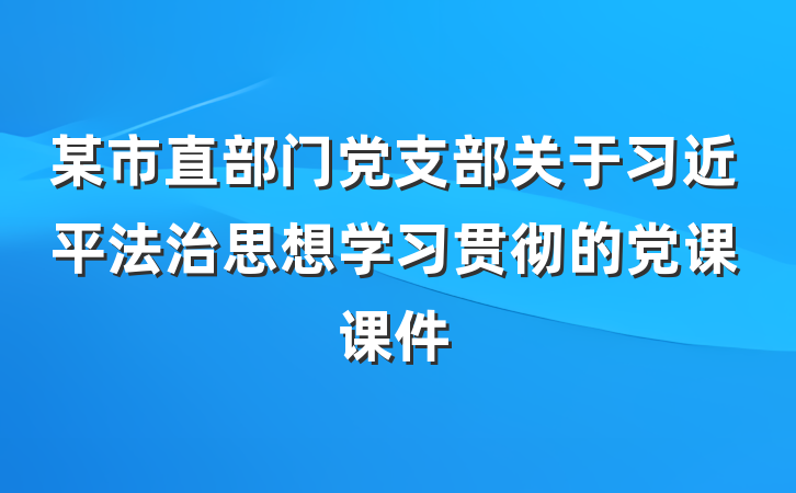 某市直部门党支部关于习近平法治思想学习贯彻的党课课件