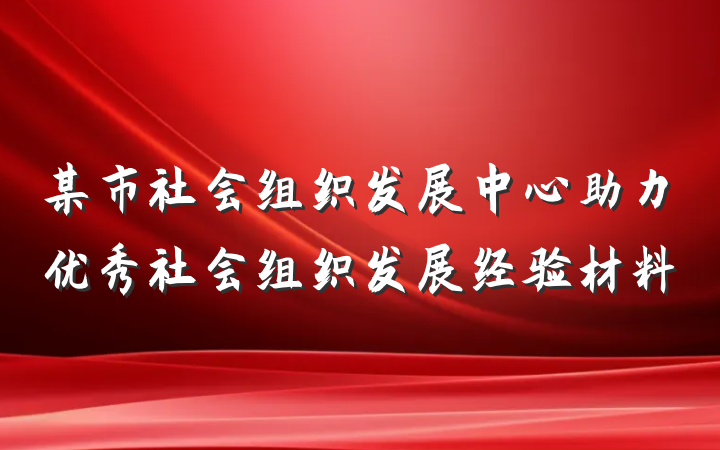 某市社会组织发展中心助力优秀社会组织发展经验材料