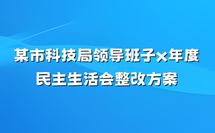 某市科技局领导班子x年度民主生活会整改方案