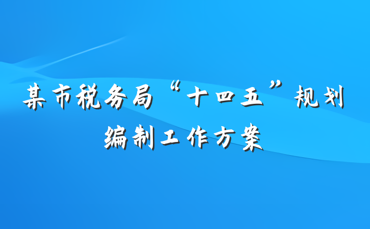 某市税务局“十四五”规划编制工作方案