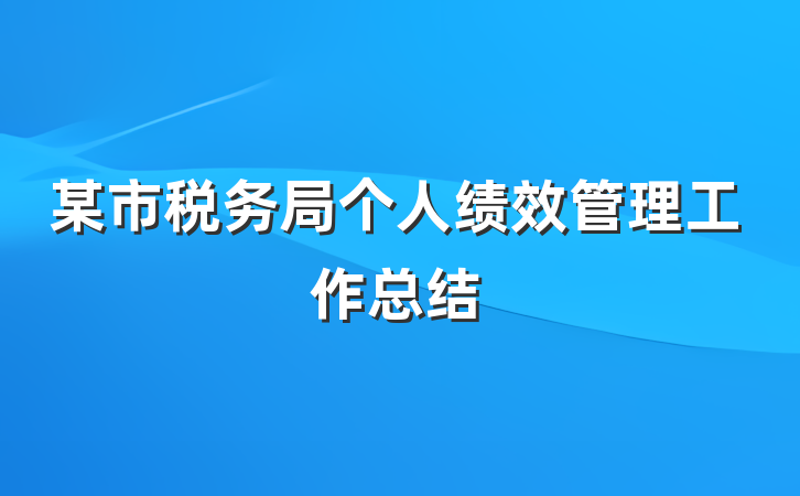 某市税务局个人绩效管理工作总结
