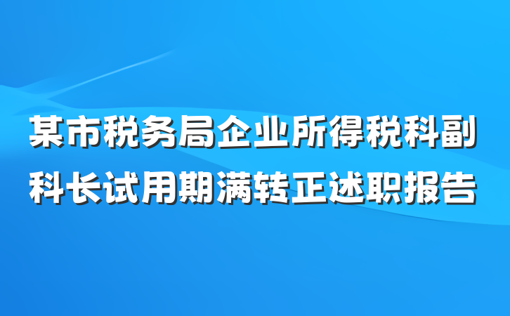 某市税务局企业所得税科副科长试用期满转正述职报告